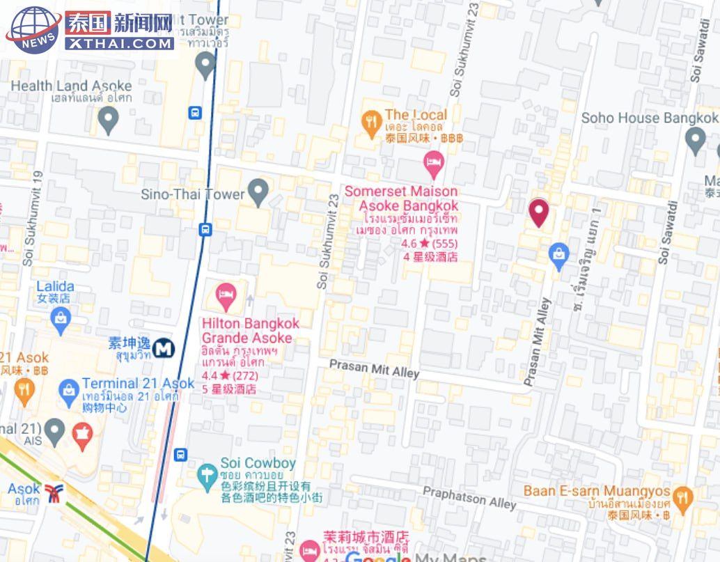 Sukhumvit Soi 23夜景，通往Secret Kiss的街道