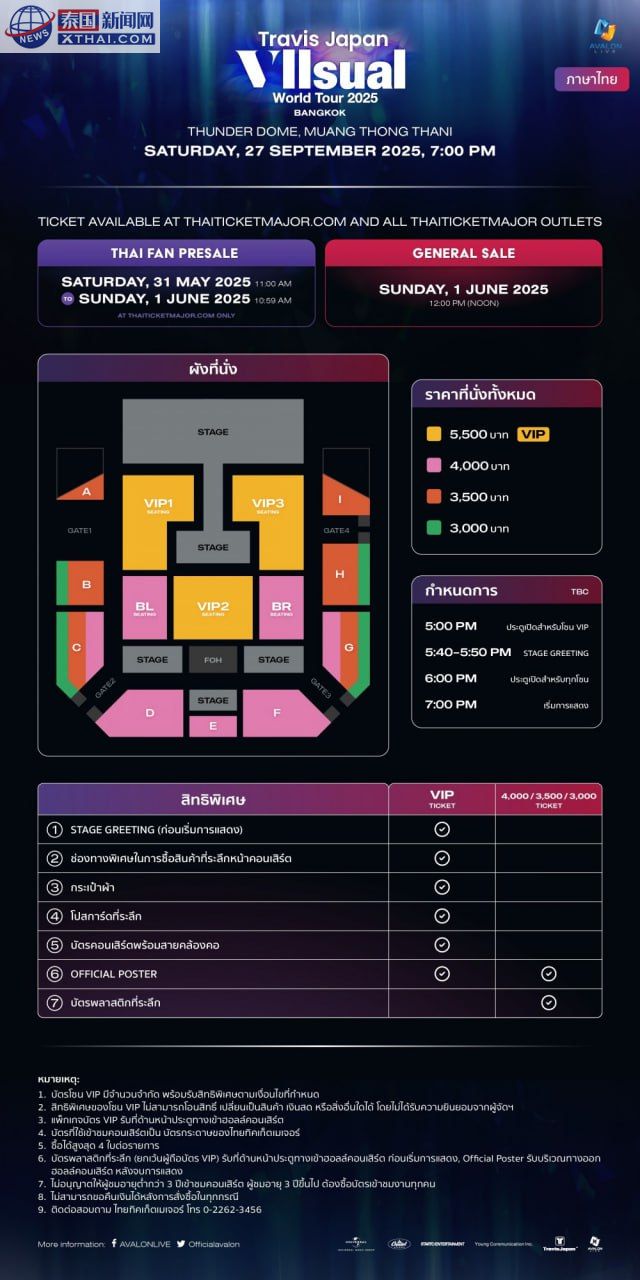 Travis Japan Vllsual World Tour 2025座位图